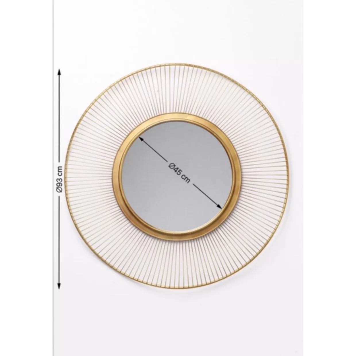 Specchio Decorativo KARE Design 'Tempesta Dorata' - Finitura Oro Lucido, Diametro 93cm