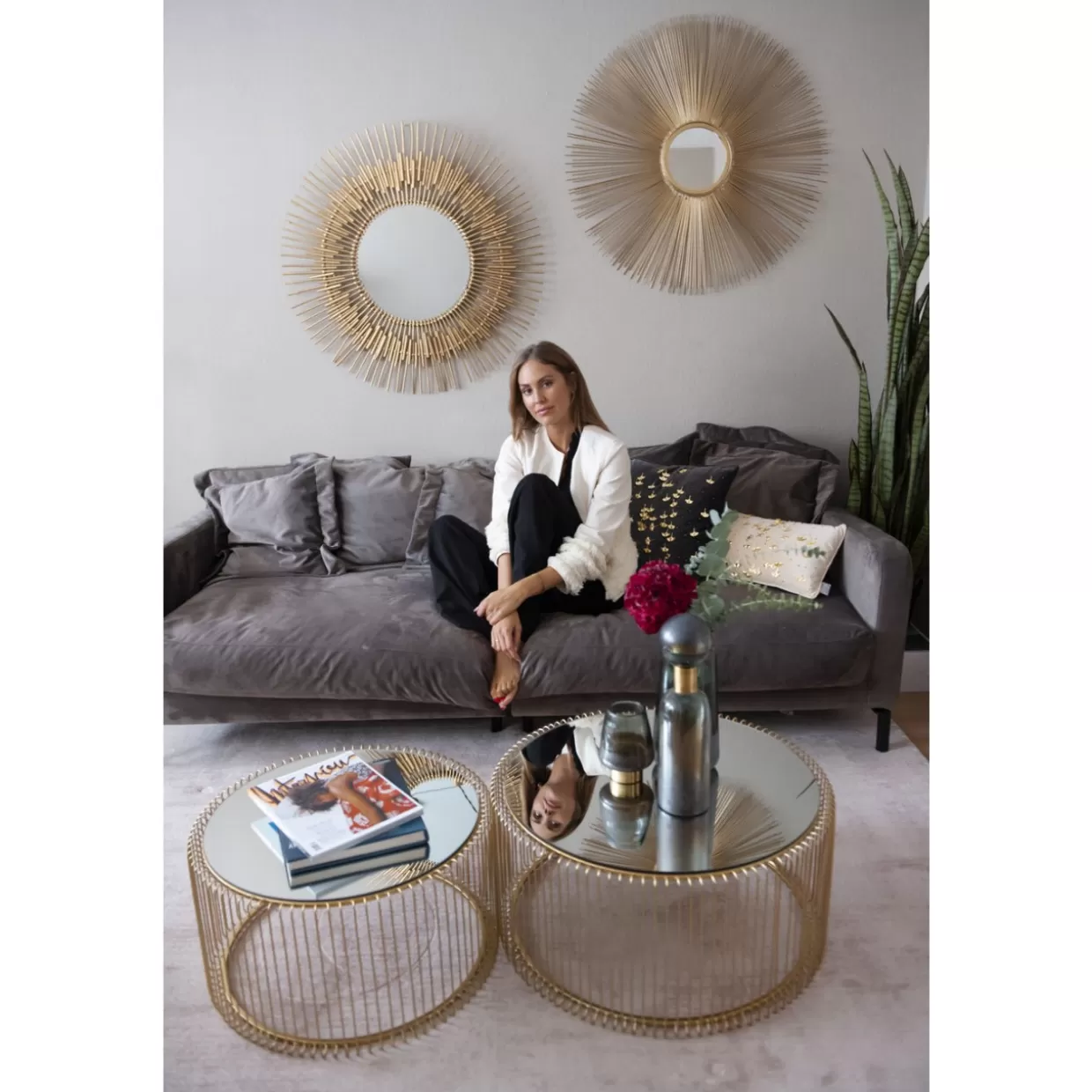 Specchio Elegante KARE Design - Modello SunBeam con Cornice Moderna (Diametro Ø90cm) | Arredo Bagno di Lusso della Collezione SunBeam