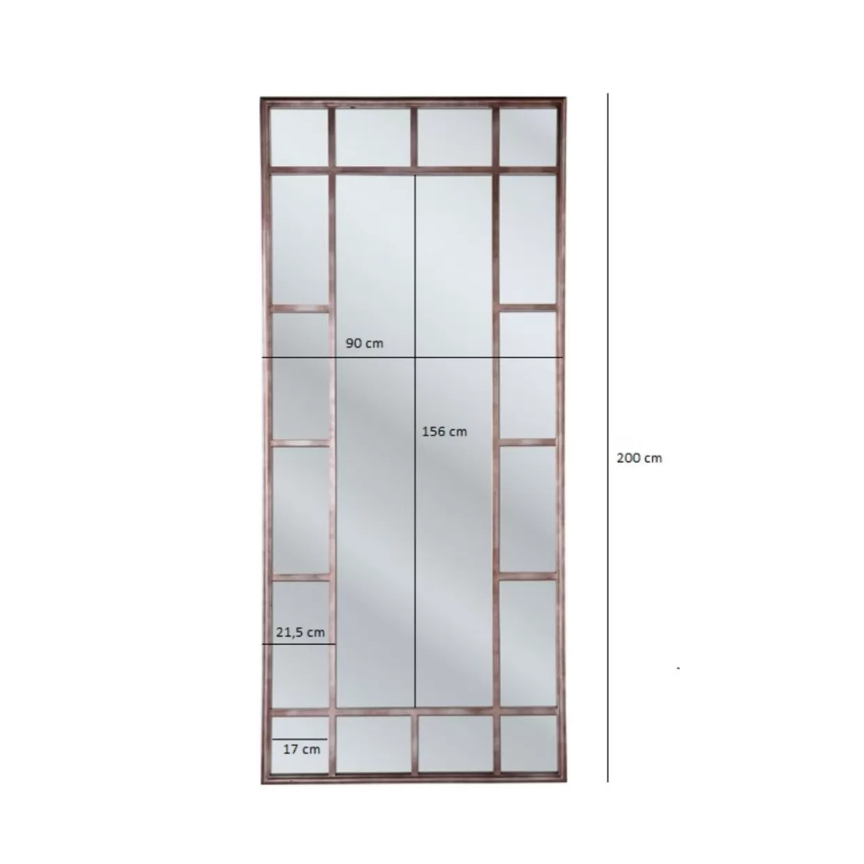 Specchio Decorativo KARE Design - Cornice in Stile Finestra Antica, 200x90 cm, Ideale per Interni Moderni