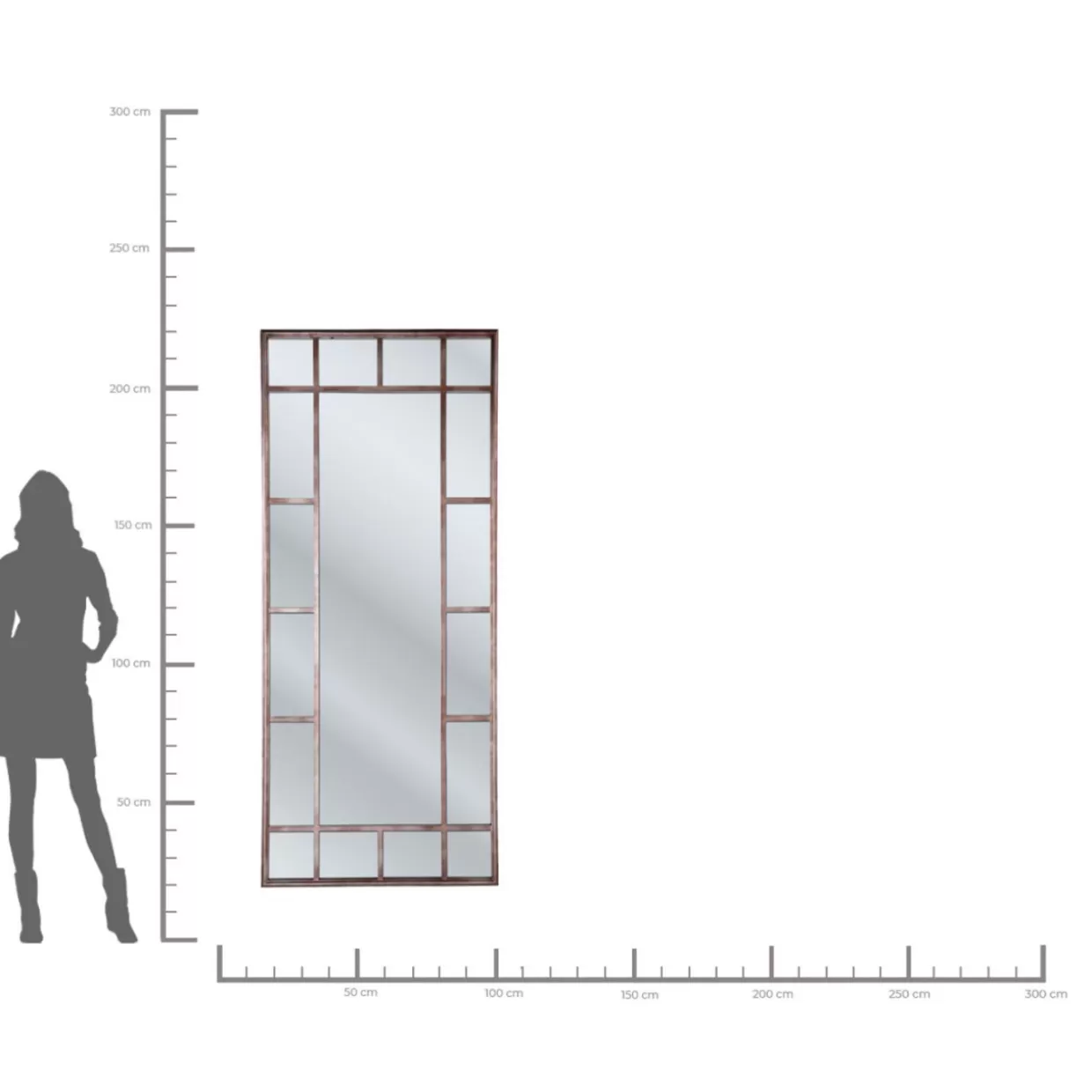 Specchio Decorativo KARE Design - Cornice in Stile Finestra Antica, 200x90 cm, Ideale per Interni Moderni