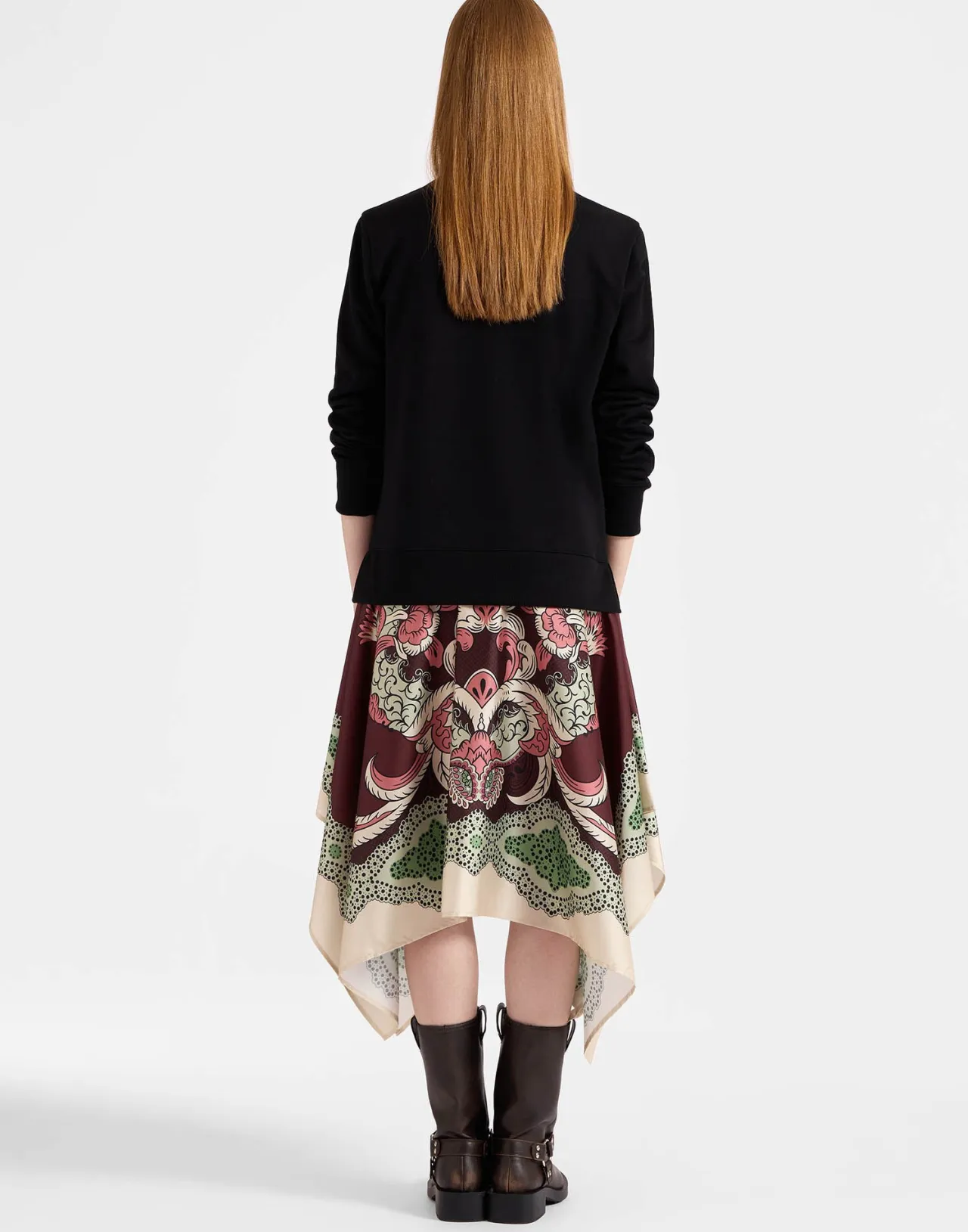 Abito Sportivo La DoubleJ con Foulard Elegante - Marrone Jersey Pesante, Stampa Placé Prezzo Conveniente