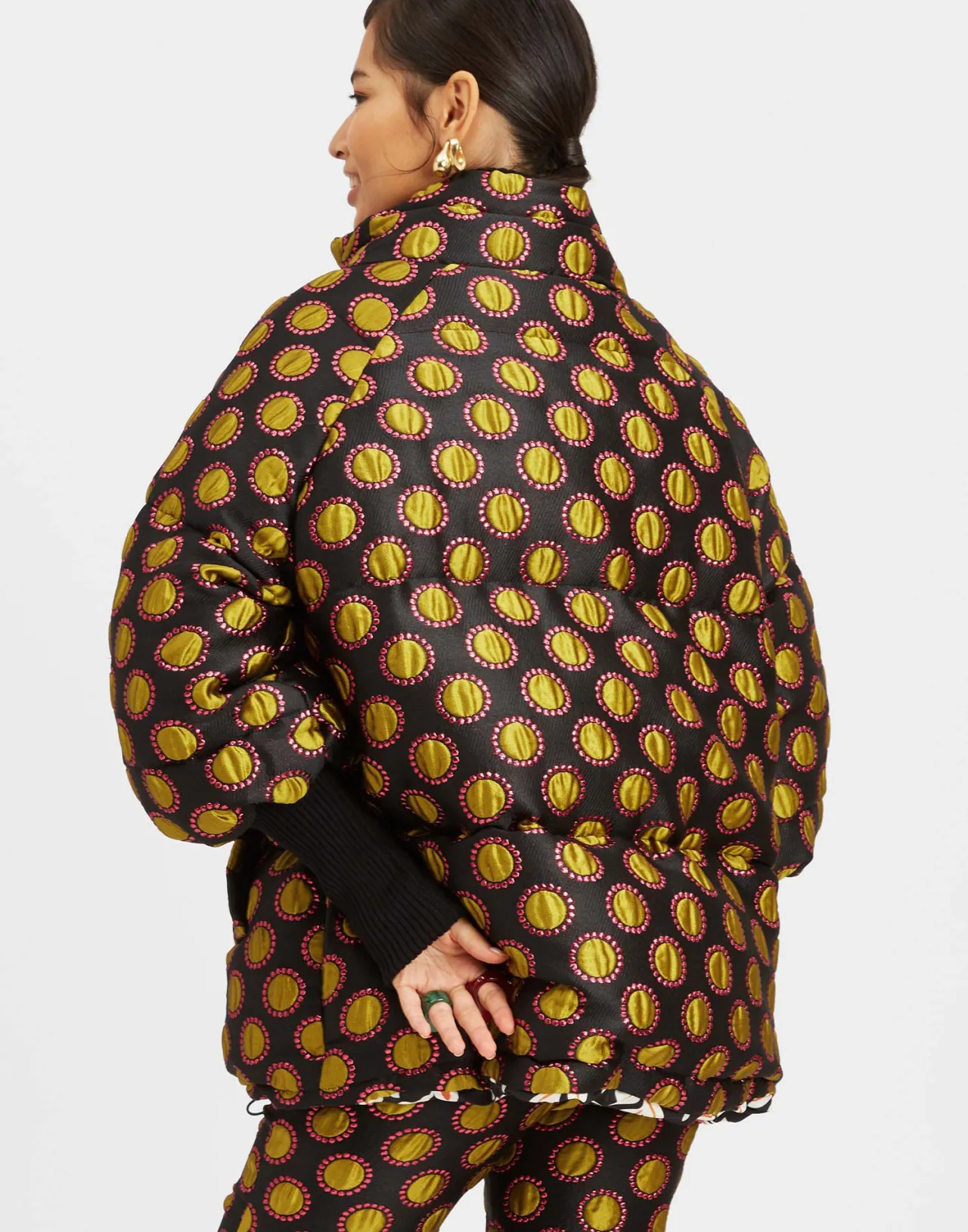 La DoubleJ Giacca Reversibile Invernale St. Moritz - Jacquard Nero con Motivo Sole Invernale, Offerta Speciale
