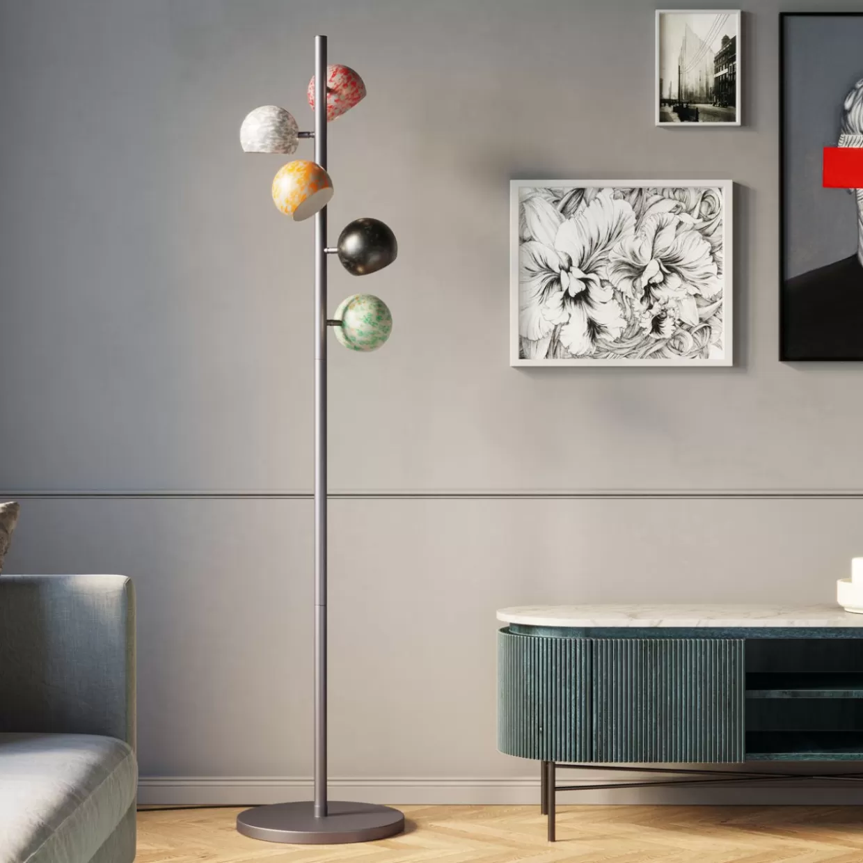 Lampada da Terra Calotta Antico - Set Illuminazione Elegante con Design Classico | 5 Pezzi KARE Design