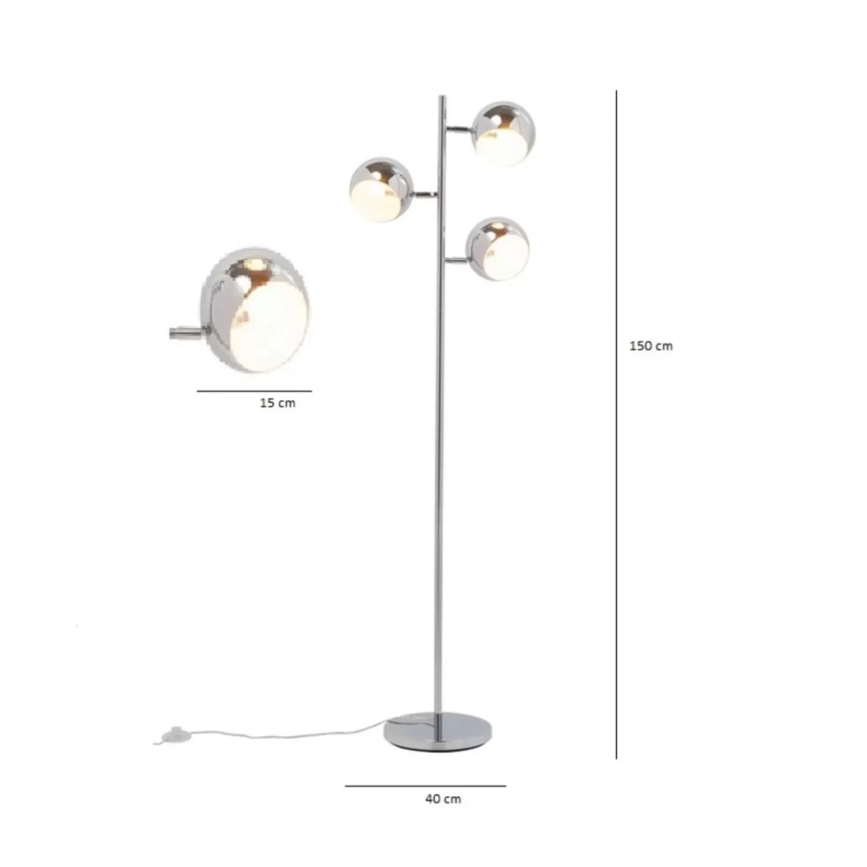 Lampada da Terra Elegante con Paralume Cromato - Design Moderno per Interni | Calotta Chrome di KARE