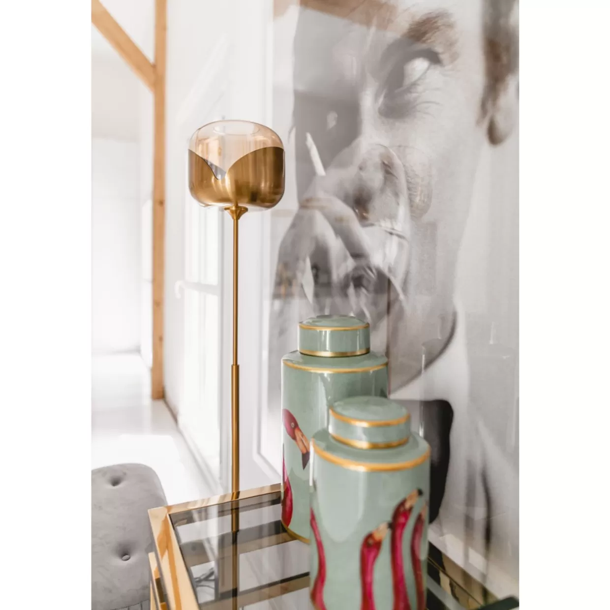 KARE Design Lampada da Terra con Sfera Calice Dorato - Illuminazione Elegante per Interni Moderni

(：、，