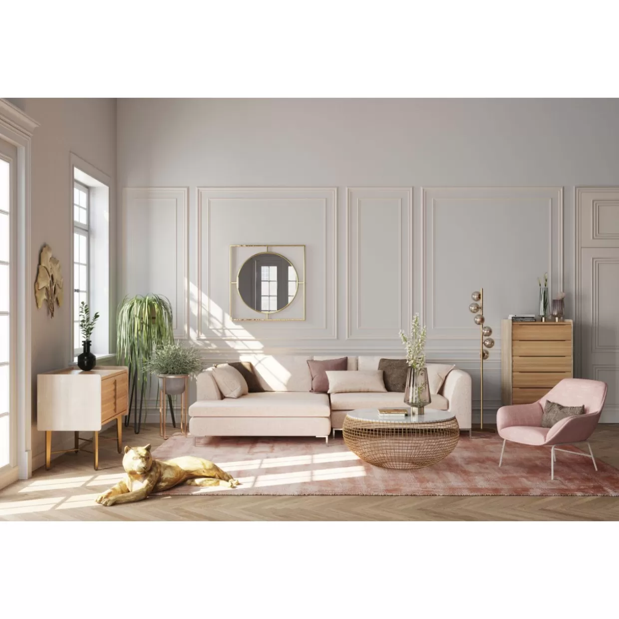 Lampada da Terra Design Elegante Scala Balls con Rifiniture in Ottone - Arredo Moderno per Interni, Altezza 160 cm
