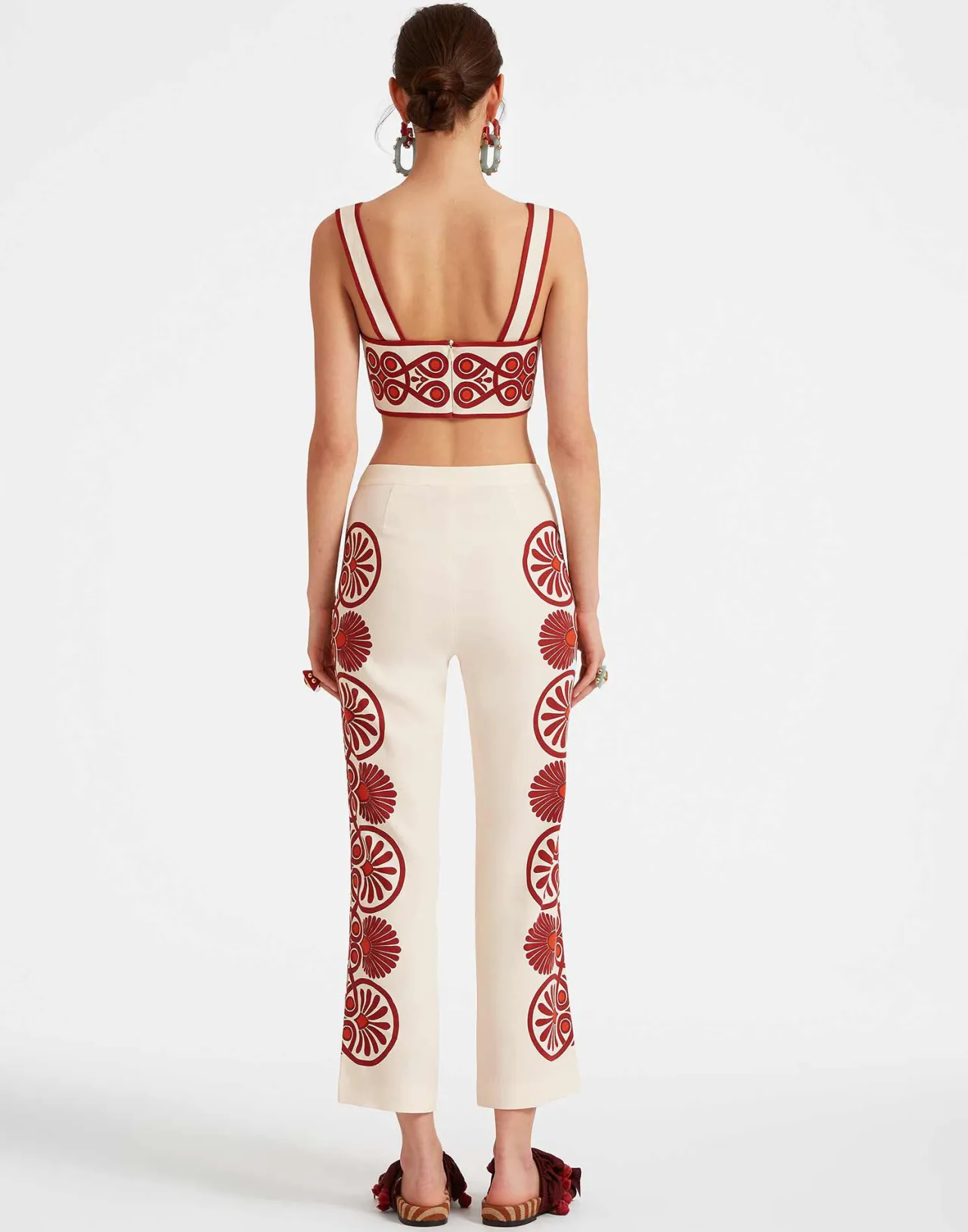 Offerta Imperdibile | Pantaloni Elasticizzati La DoubleJ - Decorazione Medaglione in Crema con Tessuto Satinato Reversibile