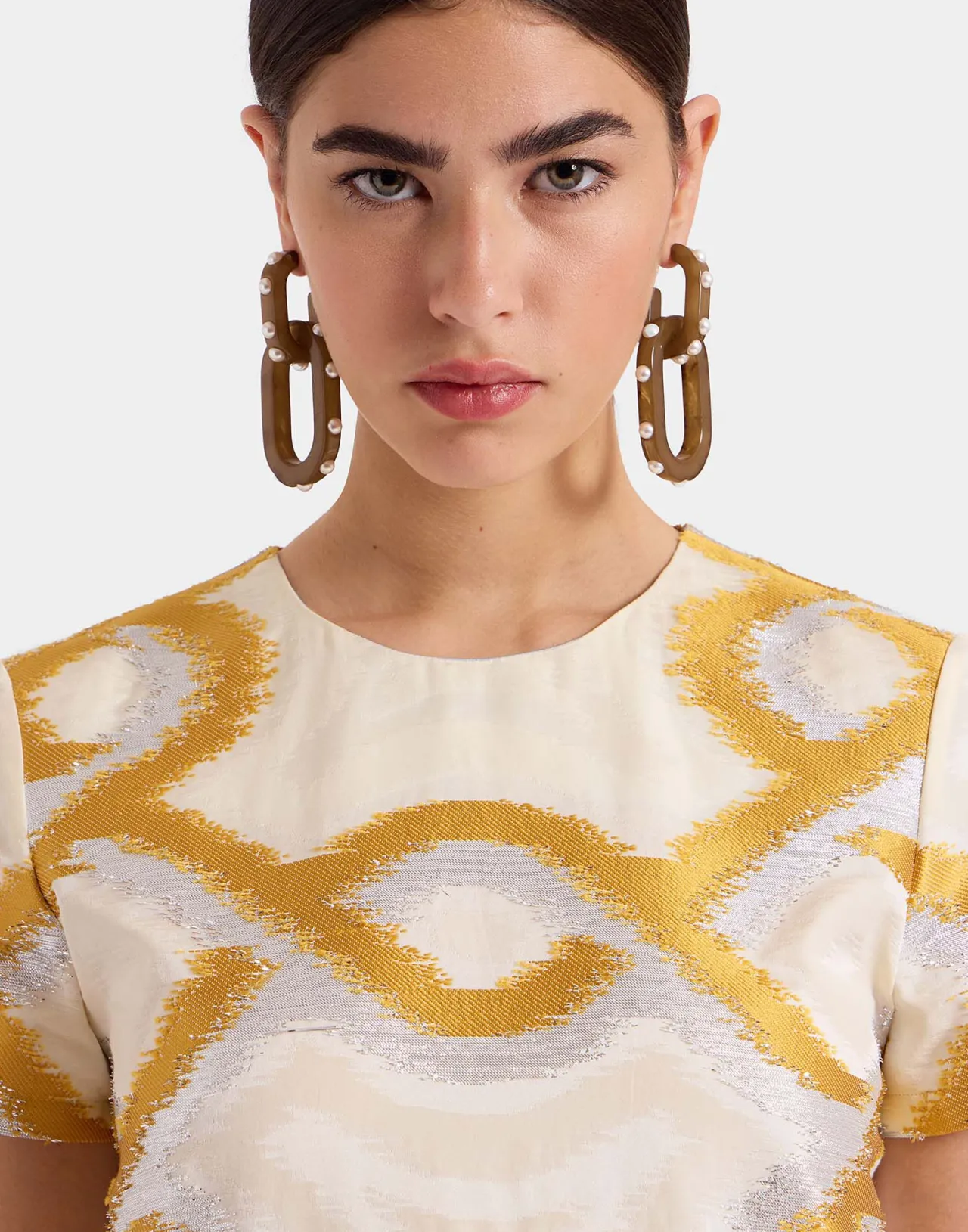 Abito Giramondo in Velluto Jacquard con Ricami Dorati - Collezione Esclusiva La DoubleJ