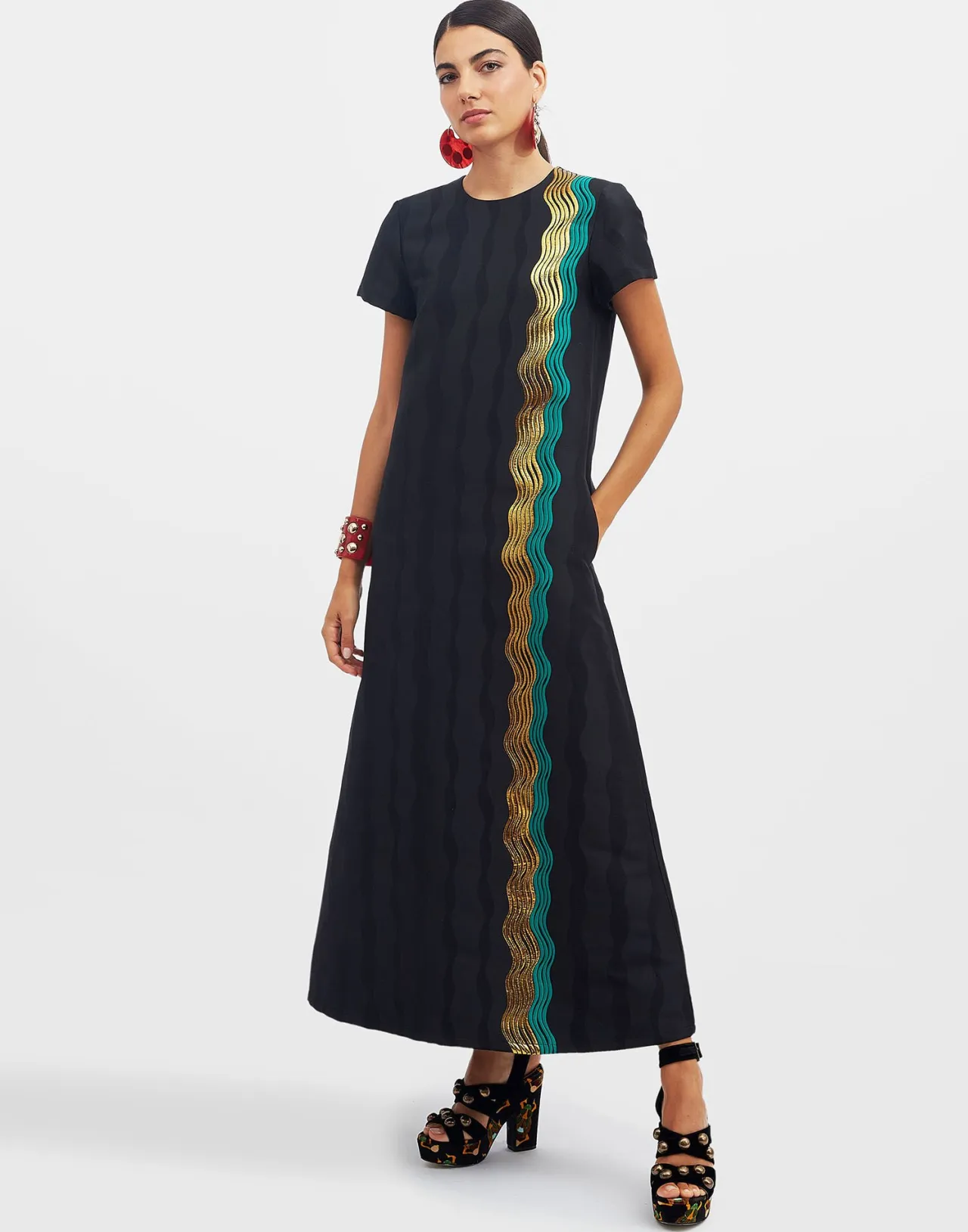 Abito Super Swing La DoubleJ - Jacquard Nero Nilo in Edizione Speciale
