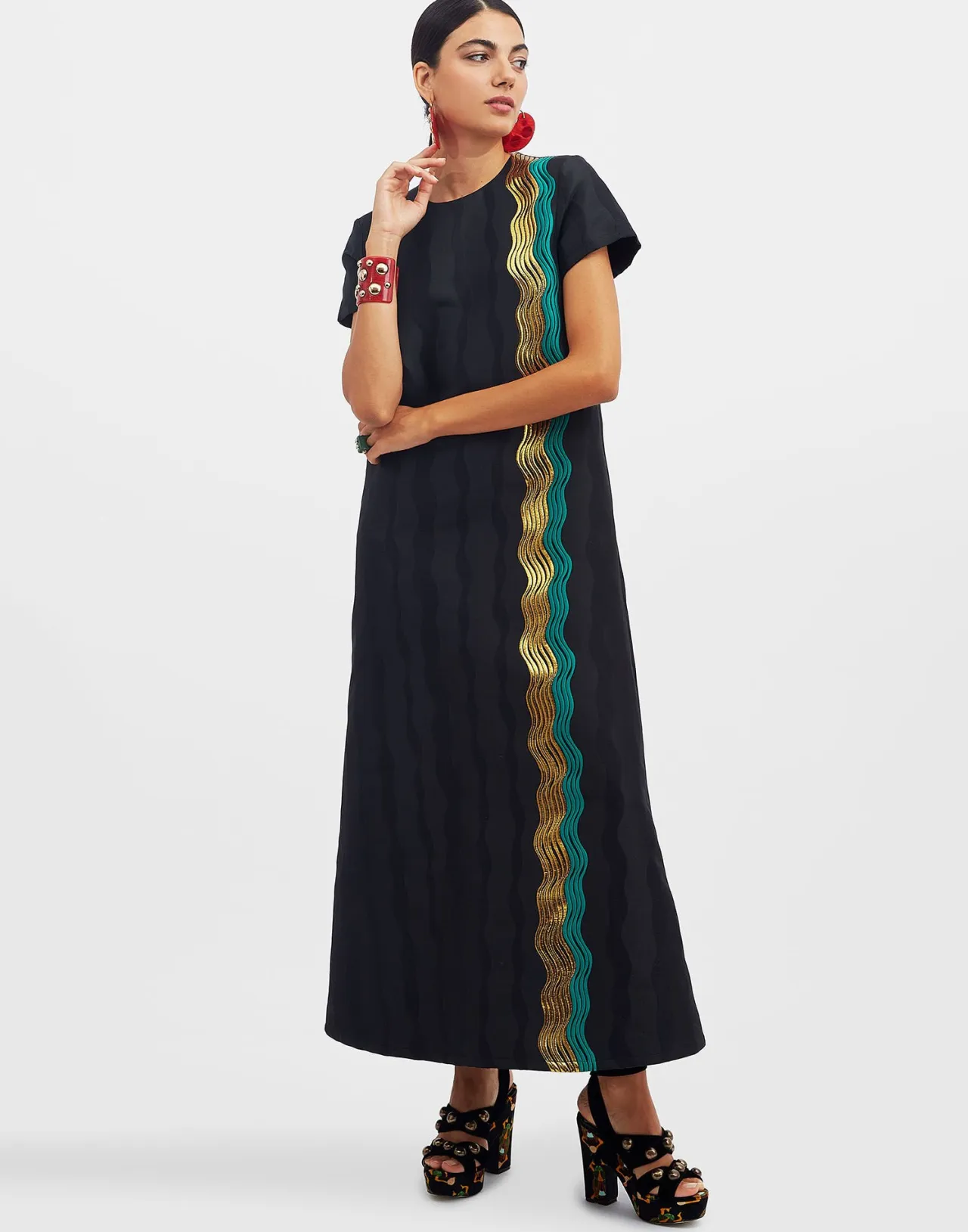 Abito Super Swing La DoubleJ - Jacquard Nero Nilo in Edizione Speciale
