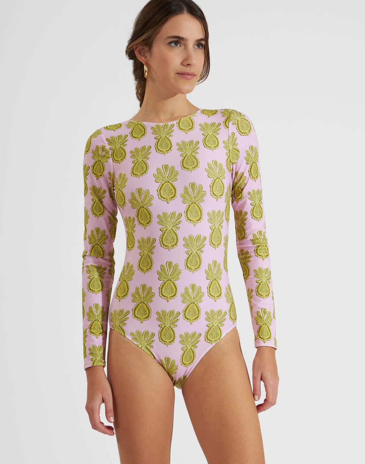 Costume da Surf La DoubleJ Stampa Tropicale Ananas e Girasoli - Tinta Rosa Delicato in Lycra Elasticizzata, Abbinamento Perfetto per l'Estate 2024 - Offerta Imperdibile