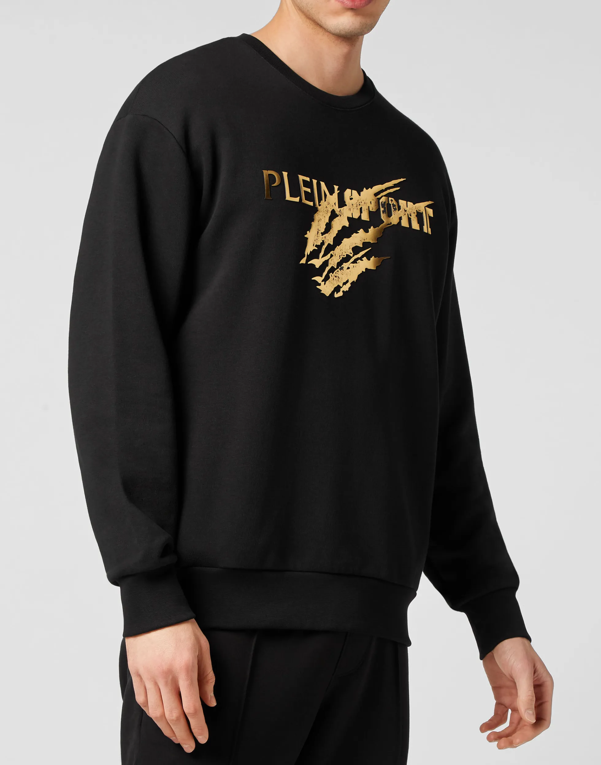 Felpa Uomo Sportiva in Pile Lunga con Design Graffiato - Plein Sport Collection