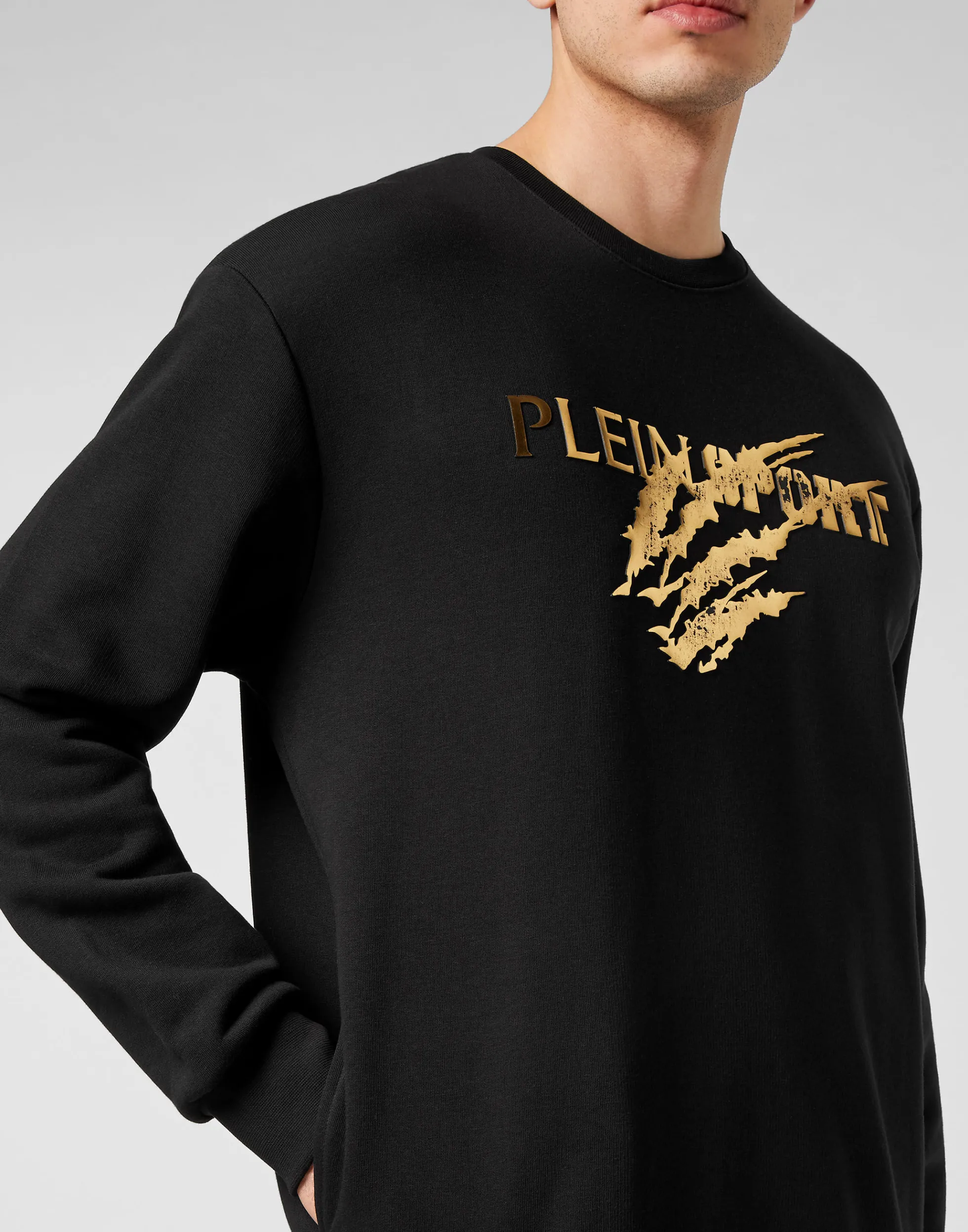 Felpa Uomo Sportiva in Pile Lunga con Design Graffiato - Plein Sport Collection