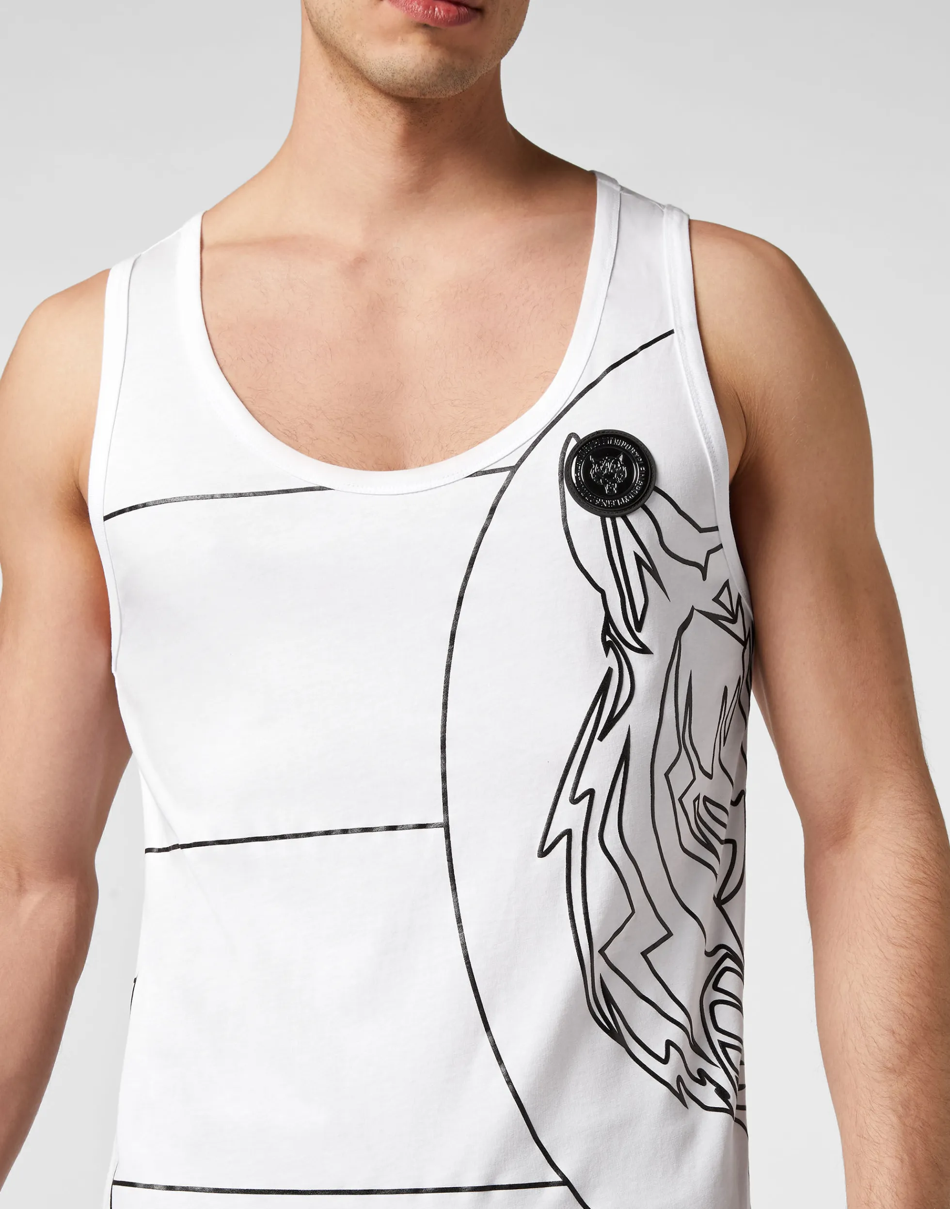 Plein Sport Canottiera Uomo con Stampa Tiger Design Sportivo Elegante