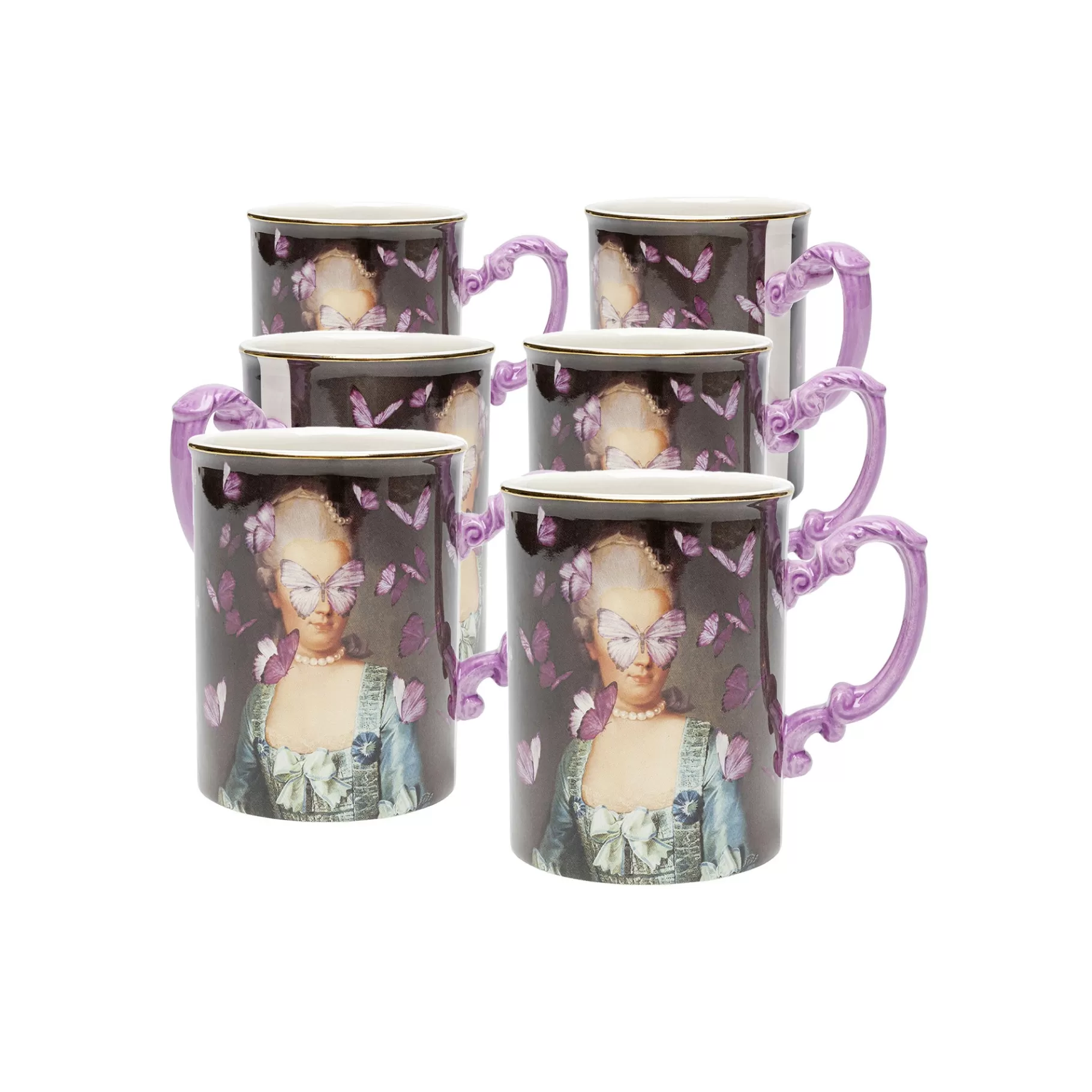 Sale Tasses Comtesse Papillons Set De 6   Vaisselle