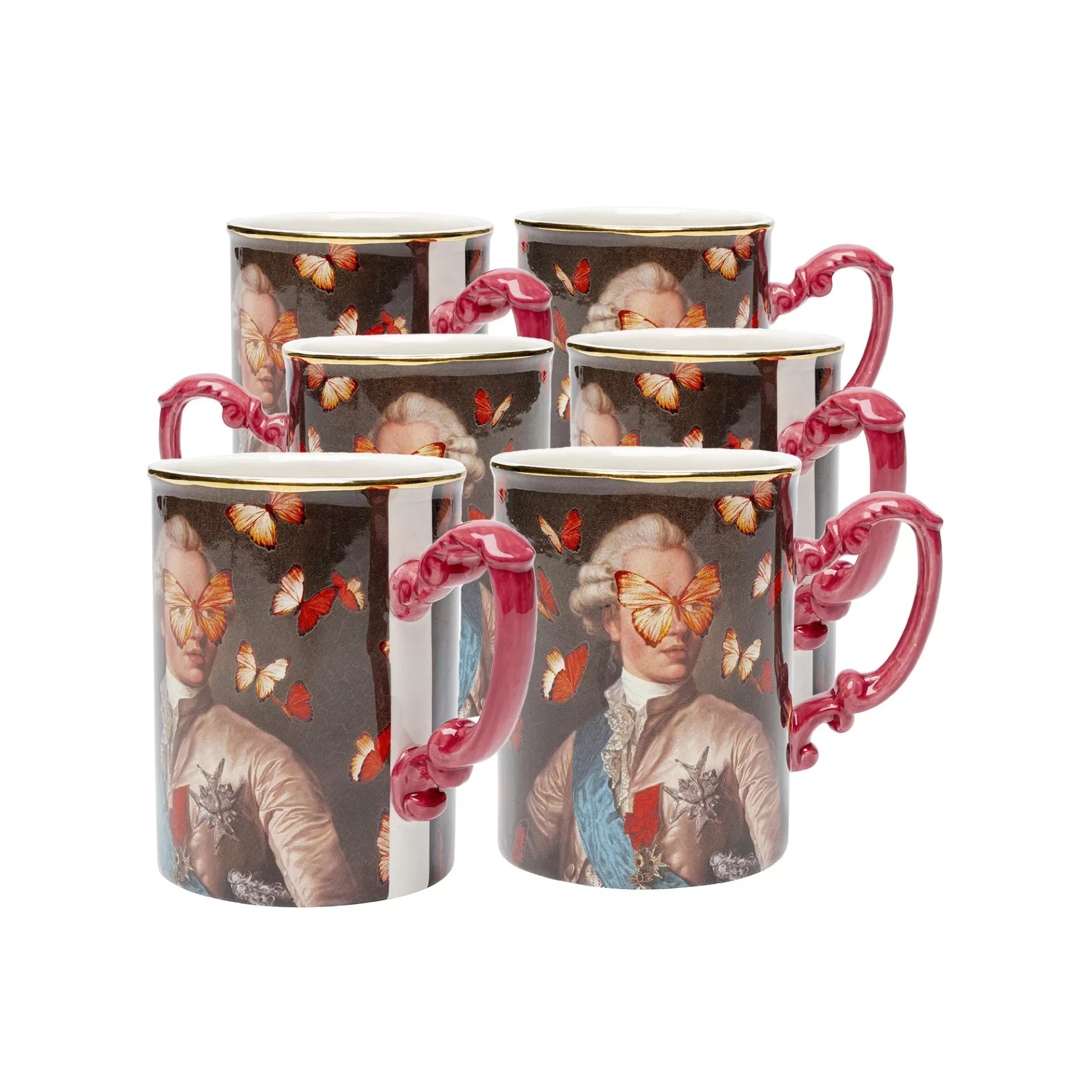 New Tasses Duc Papillons Set De 6   Vaisselle