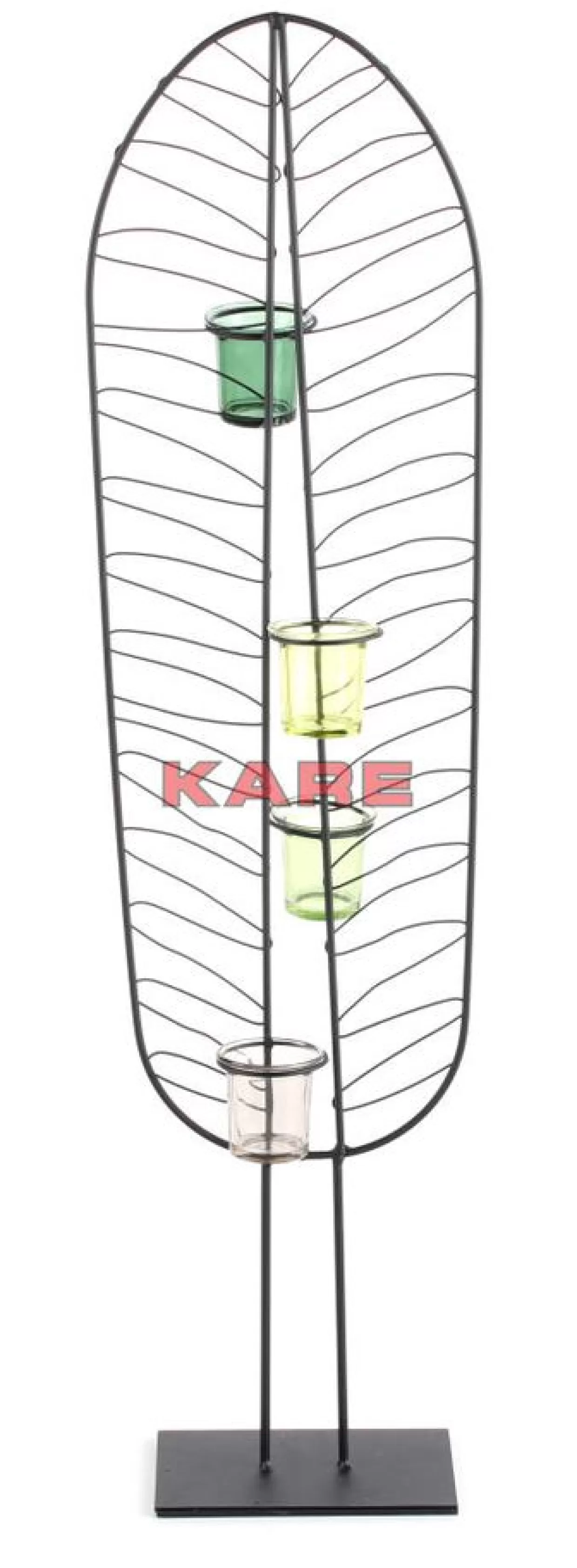 Portacandele e Lanterne KARE Design - Supporto per Lumini Foglia in Metallo 86cm, Decorazione Moderna per Interni