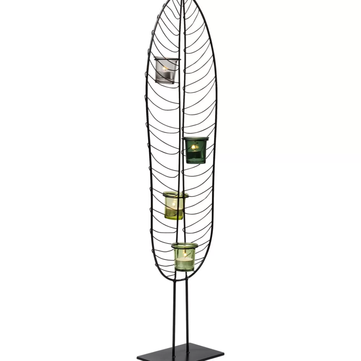 Portacandele e Lanterne KARE Design - Supporto per Lumini Foglia in Metallo 86cm, Decorazione Moderna per Interni