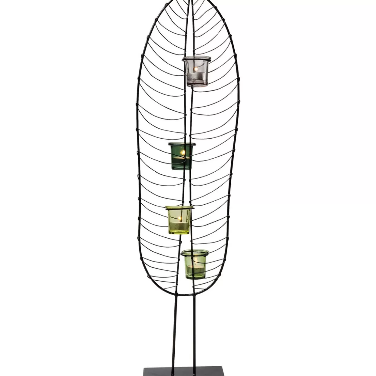 Portacandele e Lanterne KARE Design - Supporto per Lumini Foglia in Metallo 86cm, Decorazione Moderna per Interni