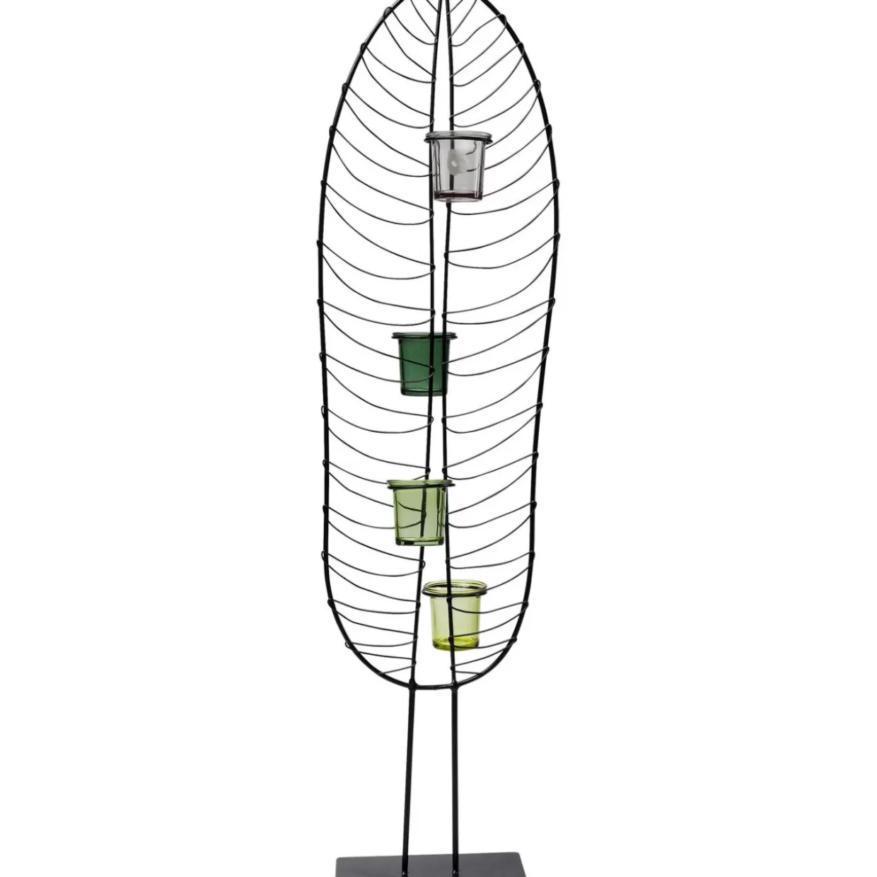 Portacandele e Lanterne KARE Design - Supporto per Lumini Foglia in Metallo 86cm, Decorazione Moderna per Interni