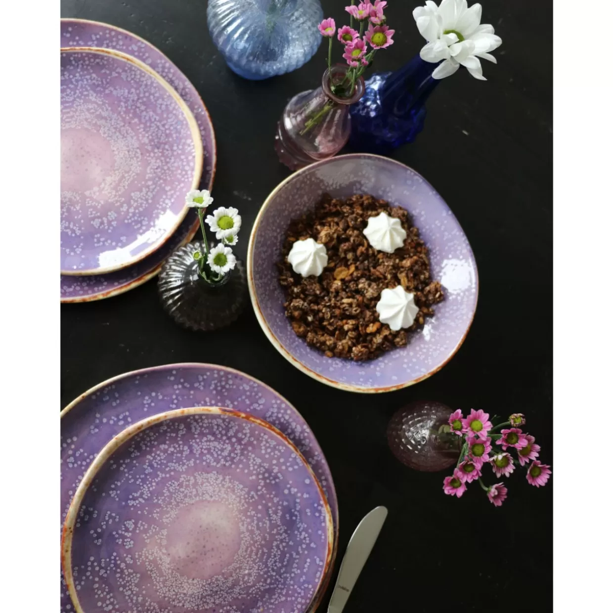 KARE Design - Piatto Fondovetro Shirley in Tonalità Viola, Diametro 21 cm - Complementi Eleganti per la Tavola
