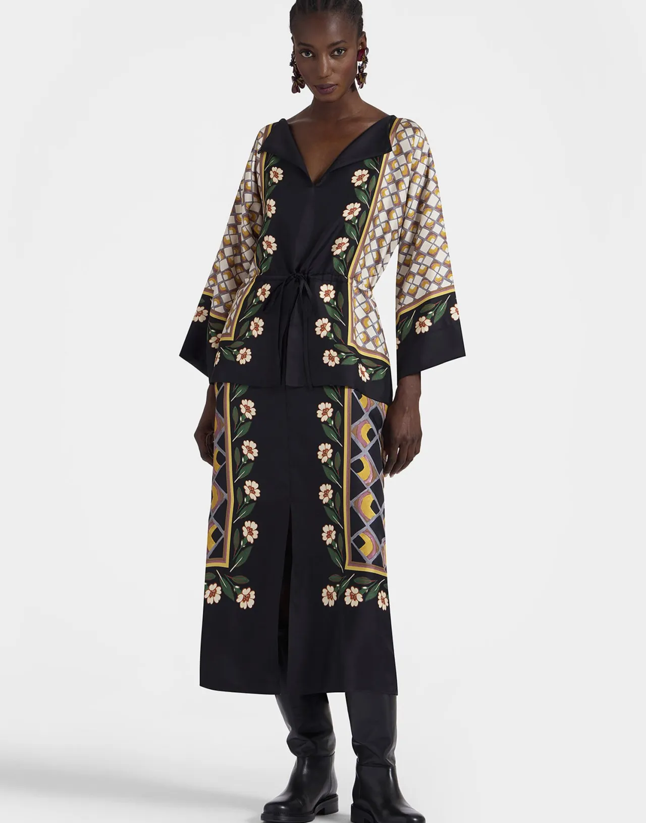 La DoubleJ - Vestito Apericena Elegante in Twill di Seta, Nero Placé - Edizione Limitata Dazed