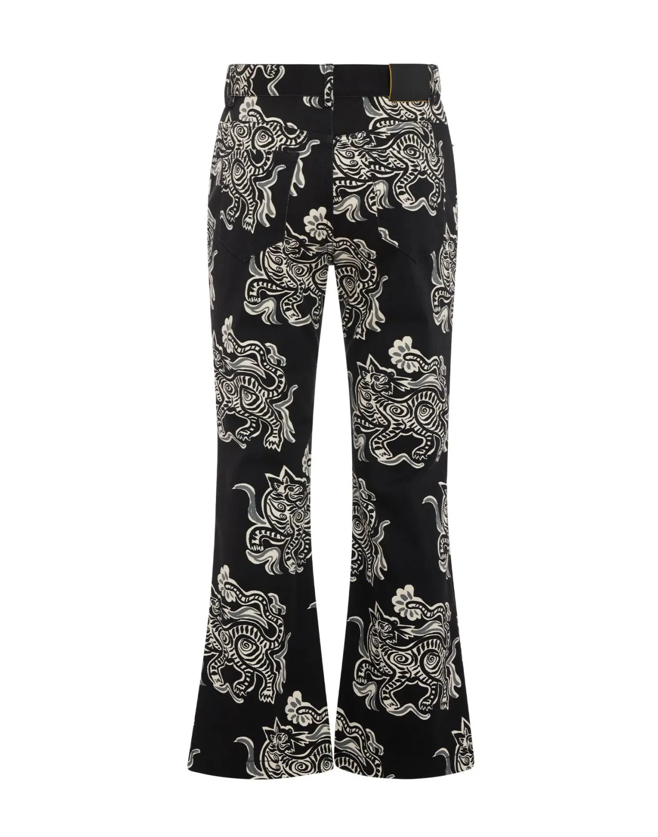 La DoubleJ Jeans Crop a Zampa di Elefante - Stampa Tigre Selvaggia in Nero e Bianco con Drill di Cotone, Offerta Imperdibile