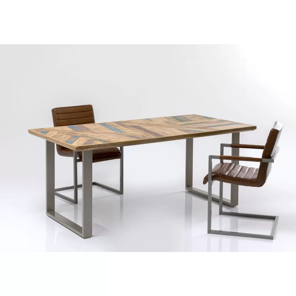 Tavolo design KARE in stile astratto - Finitura argento lucido 180x90 cm per ambienti moderni