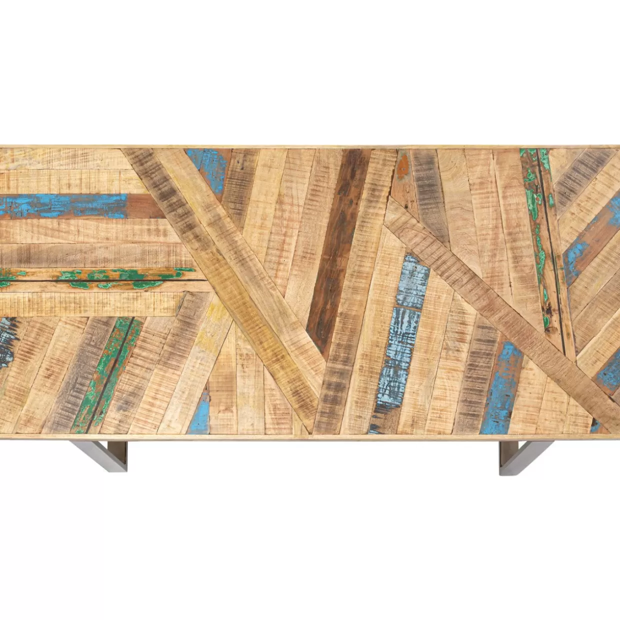 Tavolo design KARE in stile astratto - Finitura argento lucido 180x90 cm per ambienti moderni