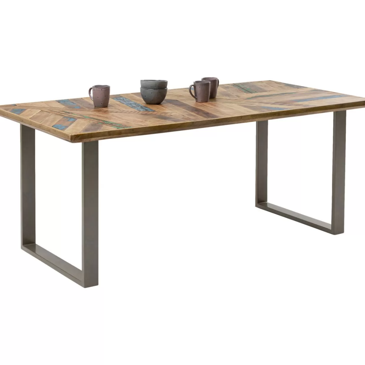 Tavolo design KARE in stile astratto - Finitura argento lucido 180x90 cm per ambienti moderni