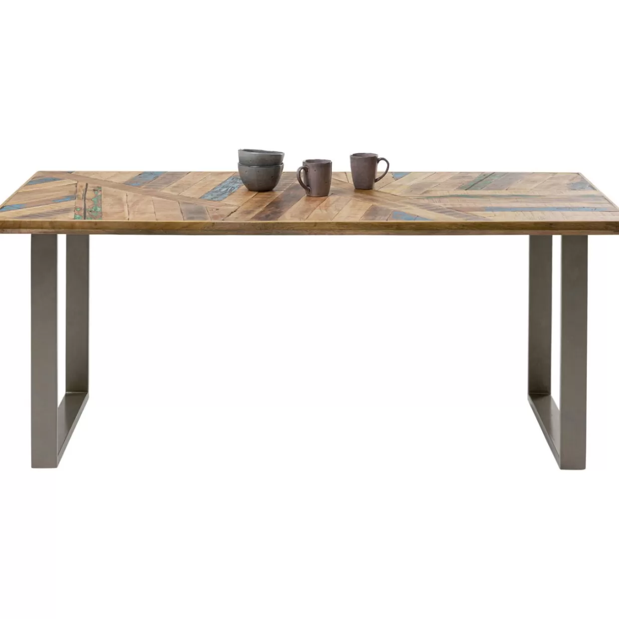 Tavolo design KARE in stile astratto - Finitura argento lucido 180x90 cm per ambienti moderni