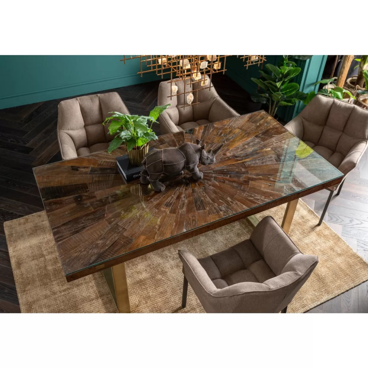 Tavolo moderno Conley in metallo effetto ottone 160x80 cm - Design elegante per interni by KARE