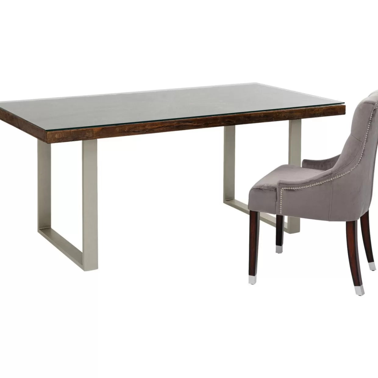 Tavolo design Conlé KARE® - Piano argento satinato 180x90 cm per soggiorno o ufficio