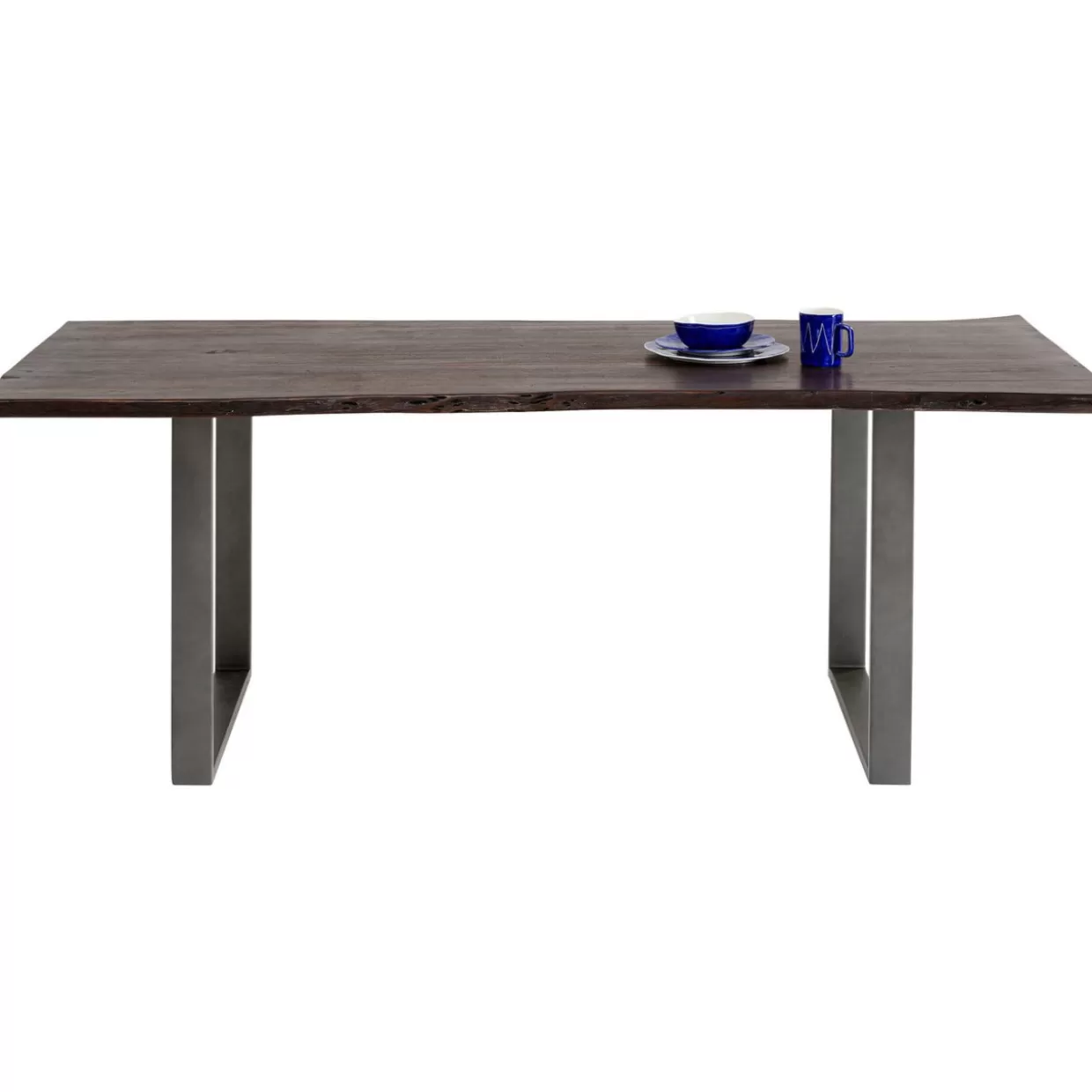 Tavolo Harmony KARE Design - Struttura in acciaio brunito con piano 200x100 cm per ambienti industrial chic 

(：，