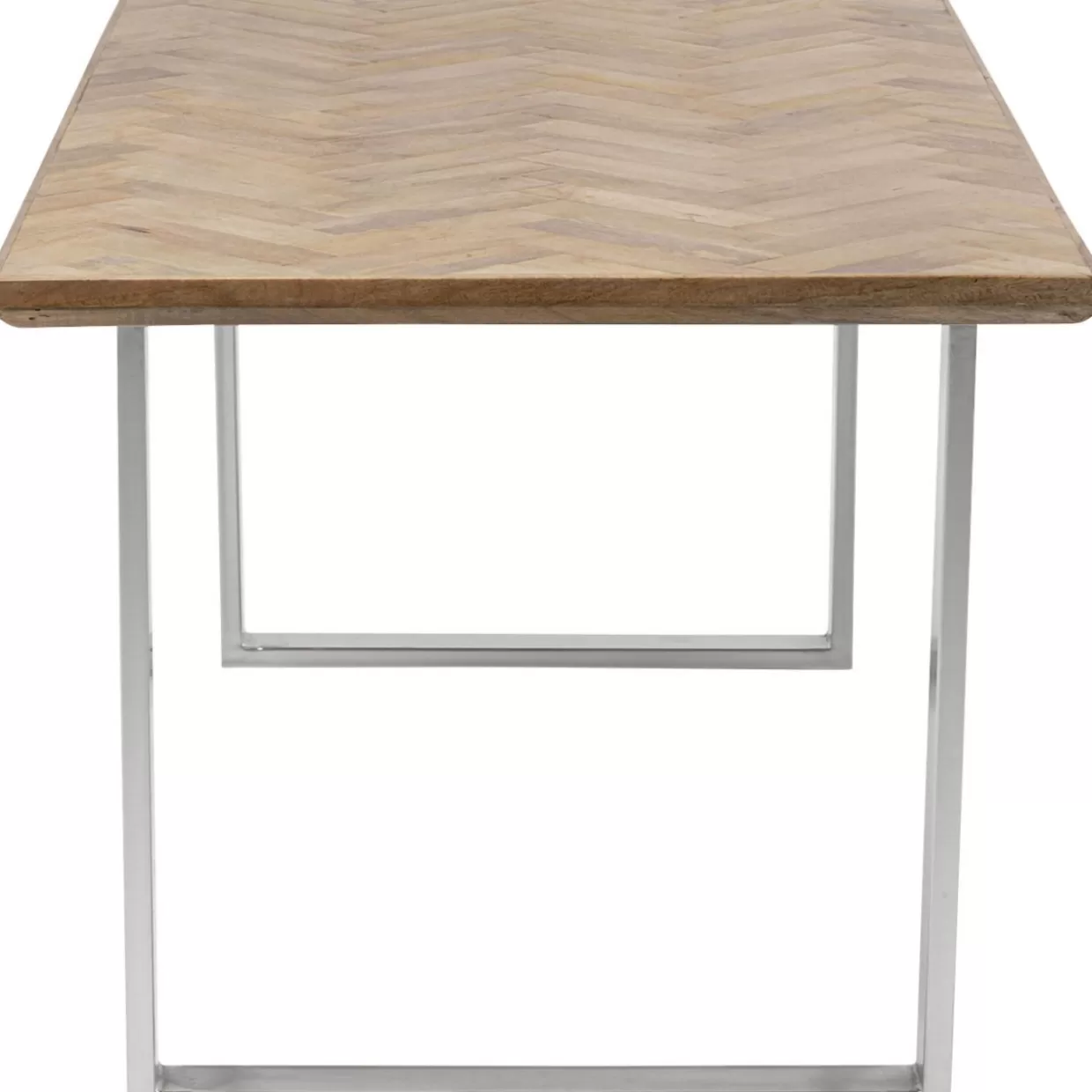 Tavolo Elegante Parquet Cromato 180x90 cm - Design Esclusivo KARE con Rivestimento in Legno Pregiato