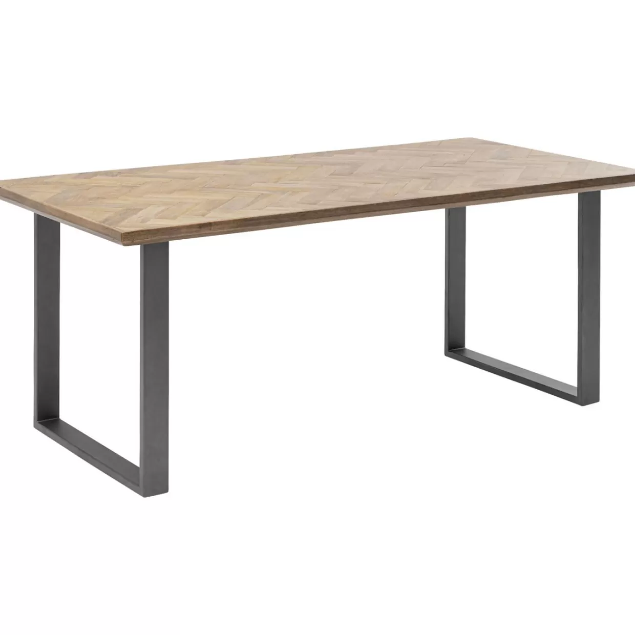 KARE Design Tavolo Parquet e Acciaio Industriale - Elegante tavolo moderno 180x90 cm con struttura metallica e piano in legno lavorato
