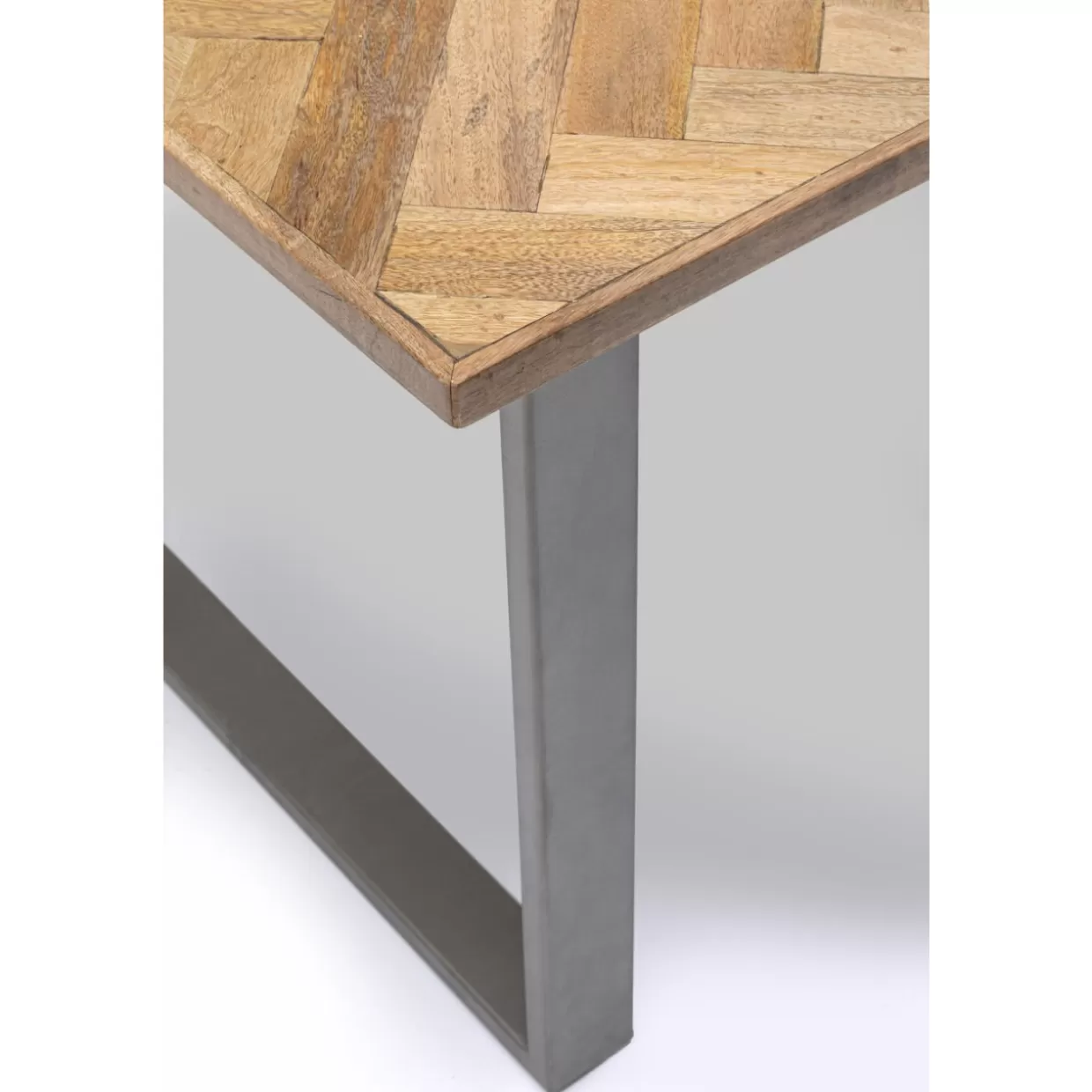 KARE Design Tavolo Parquet e Acciaio Industriale - Elegante tavolo moderno 180x90 cm con struttura metallica e piano in legno lavorato