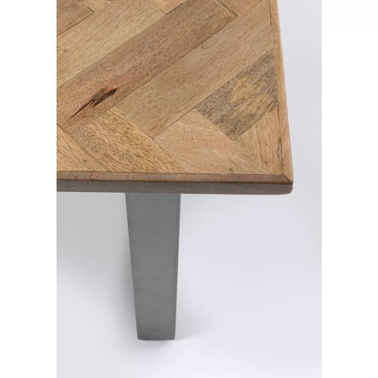 KARE Design Tavolo Parquet e Acciaio Industriale - Elegante tavolo moderno 180x90 cm con struttura metallica e piano in legno lavorato