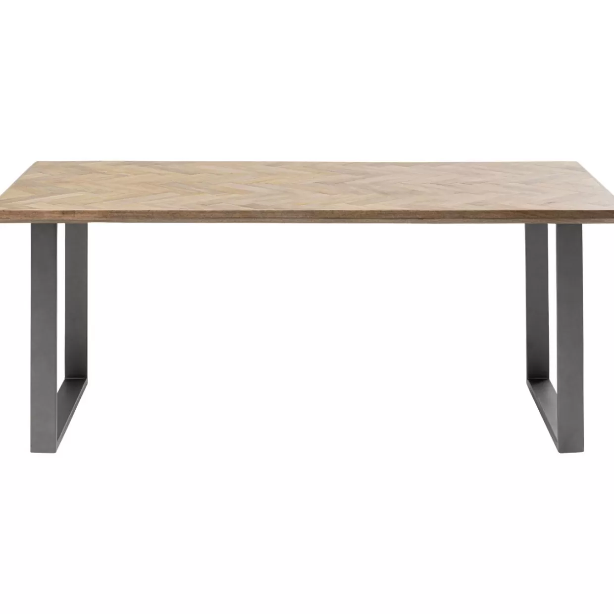 KARE Design Tavolo Parquet e Acciaio Industriale - Elegante tavolo moderno 180x90 cm con struttura metallica e piano in legno lavorato