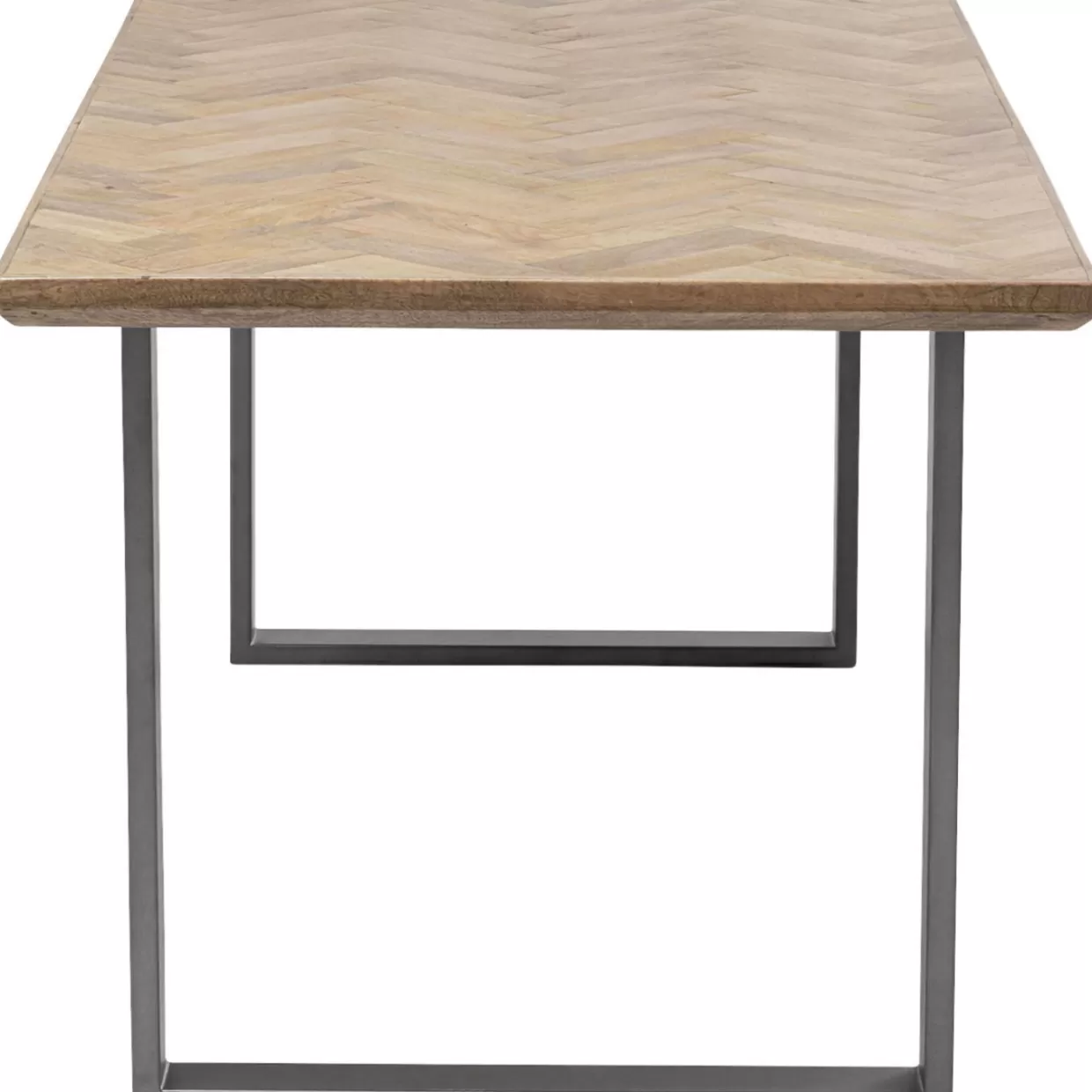 KARE Design Tavolo Parquet e Acciaio Industriale - Elegante tavolo moderno 180x90 cm con struttura metallica e piano in legno lavorato