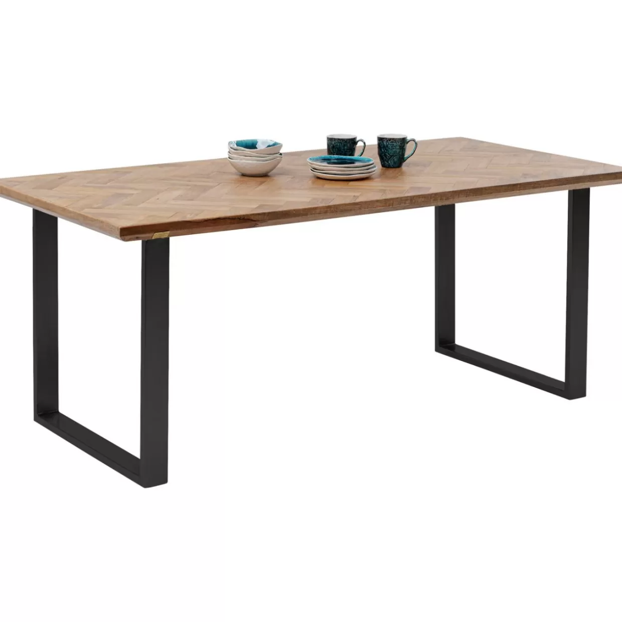 KARE Design - Tavolo elegante in stile parquet, finitura nera 180x90 cm - Disegno esclusivo per interni raffinati