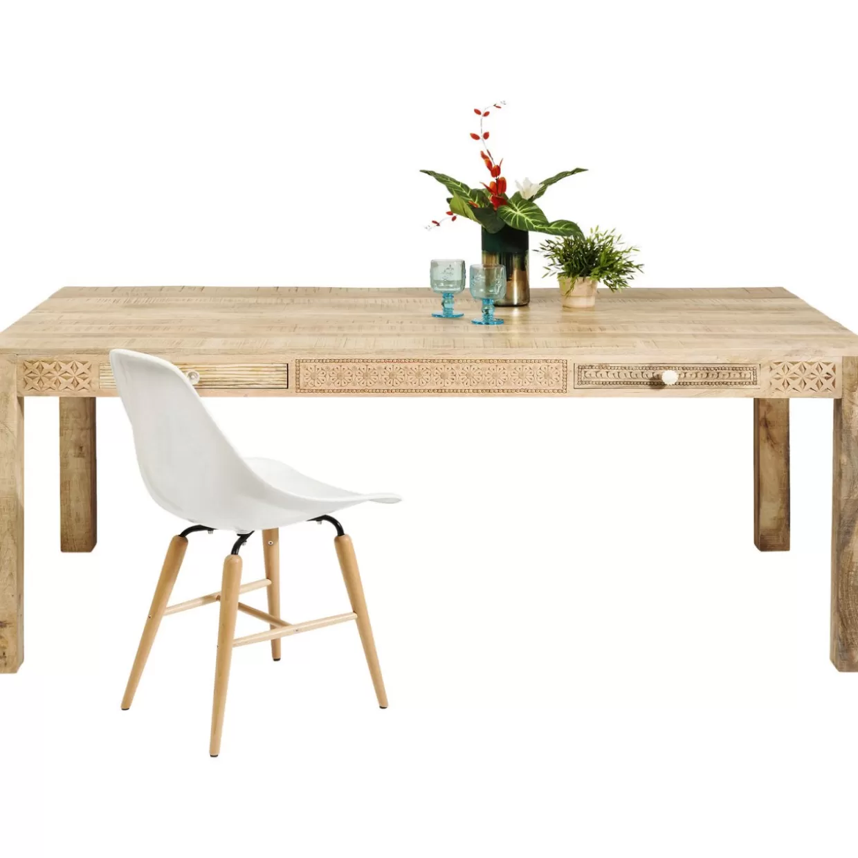 KARE Design Tavolo Minimalista Puro Linea Essenziale - Piano in Legno 200x100 cm per Interni Moderni