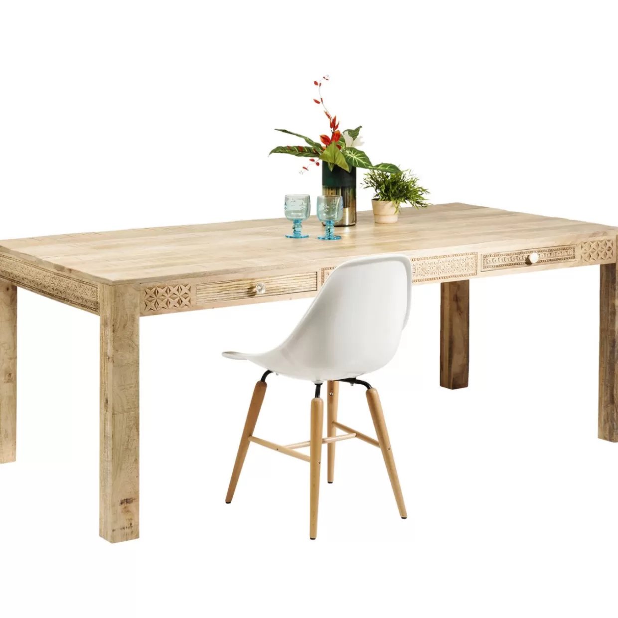 KARE Design Tavolo Minimalista Puro Linea Essenziale - Piano in Legno 200x100 cm per Interni Moderni
