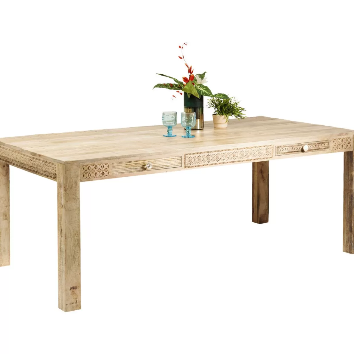 KARE Design Tavolo Minimalista Puro Linea Essenziale - Piano in Legno 200x100 cm per Interni Moderni