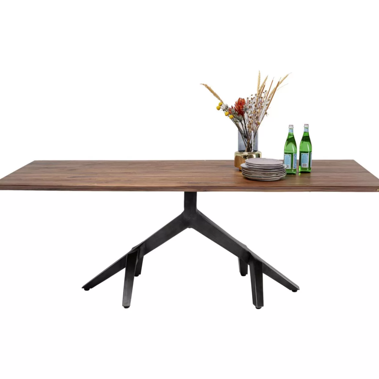 Tavolo Roots Dark KARE Design in legno massello, dimensioni 220x100 cm - stile naturale per soggiorno moderno