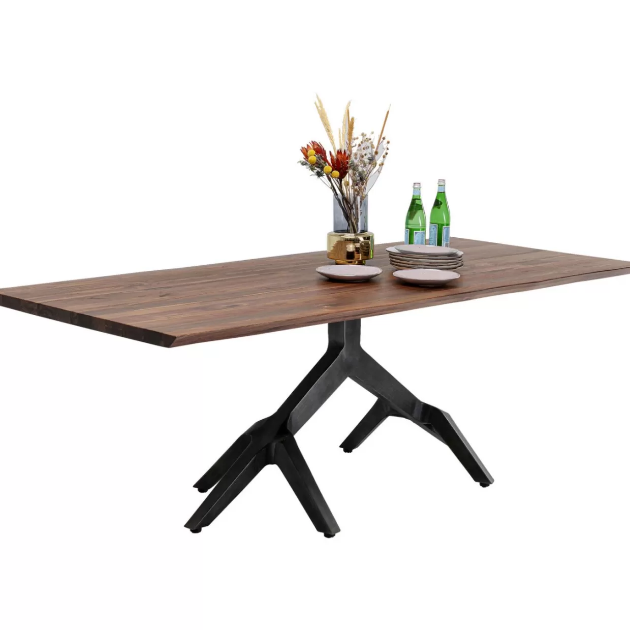 Tavolo Roots Dark KARE Design in legno massello, dimensioni 220x100 cm - stile naturale per soggiorno moderno