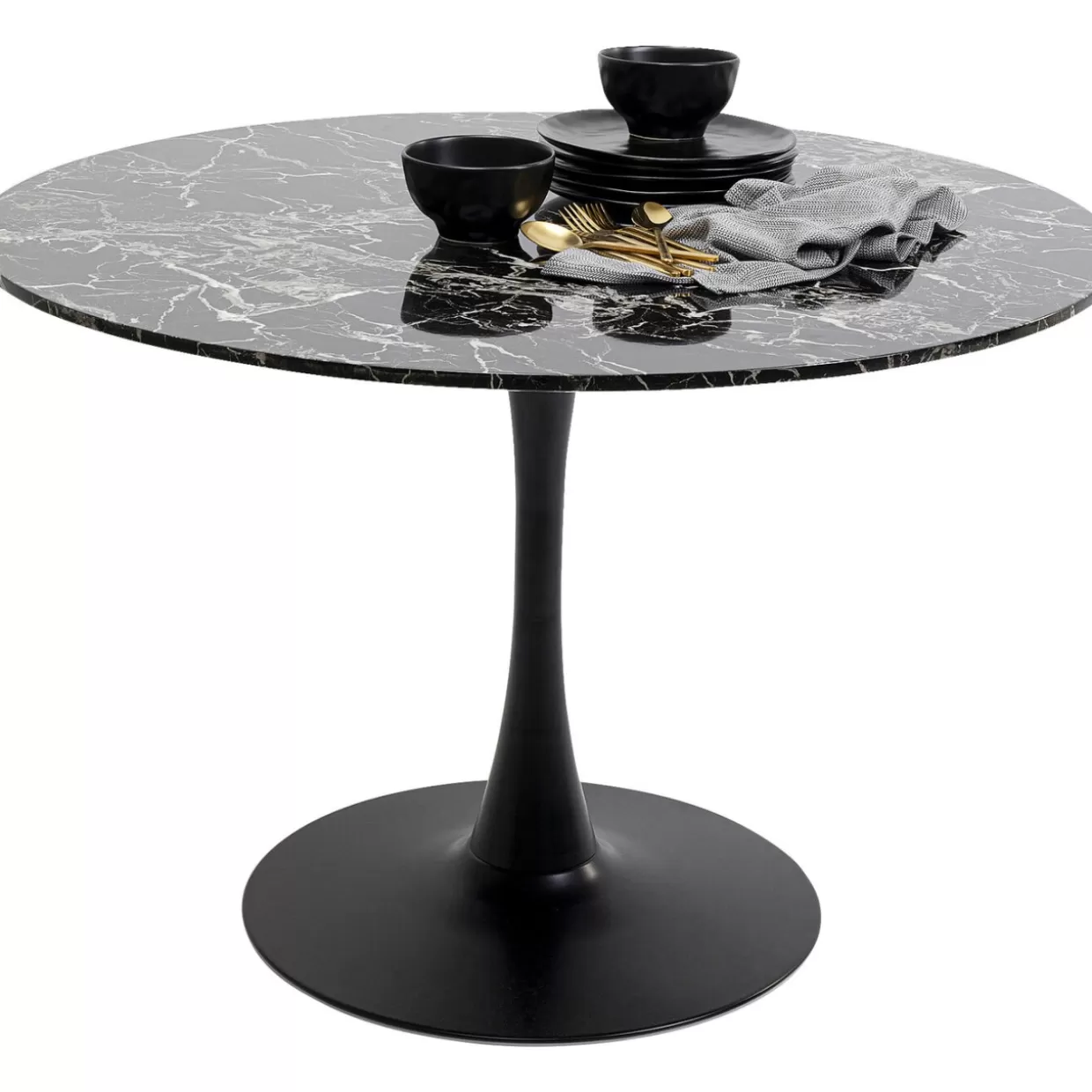 Tavolo elegante in marmo nero Schickeria | Design moderno KARE, diametro 110 cm per ambienti raffinati