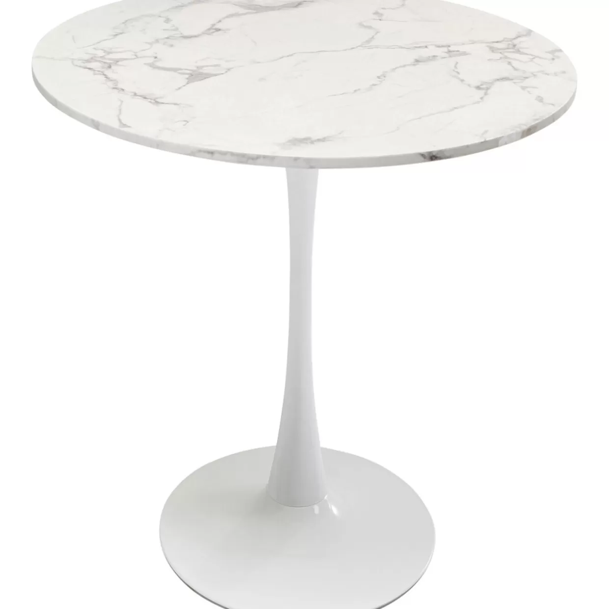 Tavolo design elegante Schickeria con finitura effetto marmo bianco, diametro 80 cm - KARE Collection