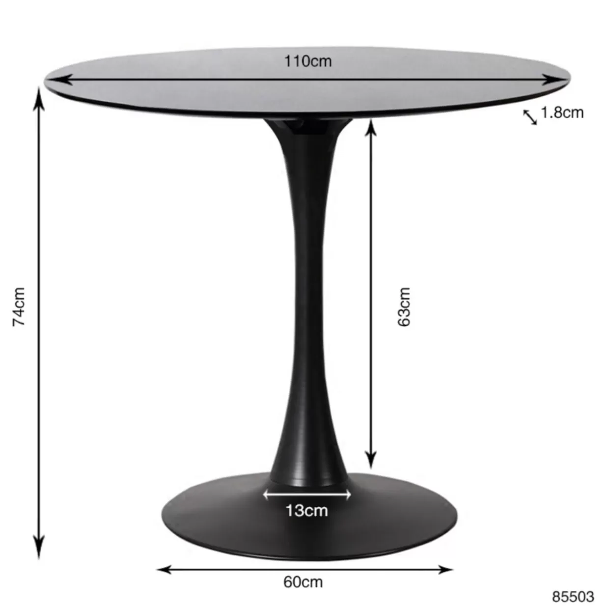 KARE Design - Tavolo Moderno Schickeria, Nero Elegante con Base Modello O110 per Soggiorni Ricercati