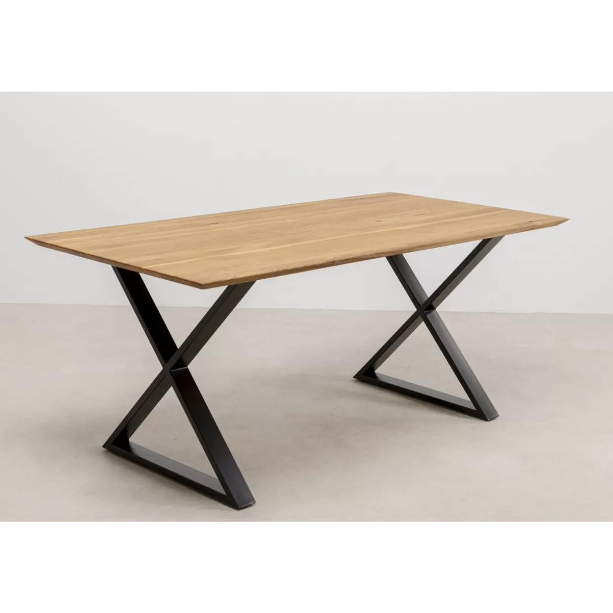 Tavolo Elegante Symphony in Quercia con Design Incrociato Nero - KARE Design, 180x90 cm - Ideale per Soggiorno o Sala da Pranzo